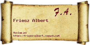 Friesz Albert névjegykártya